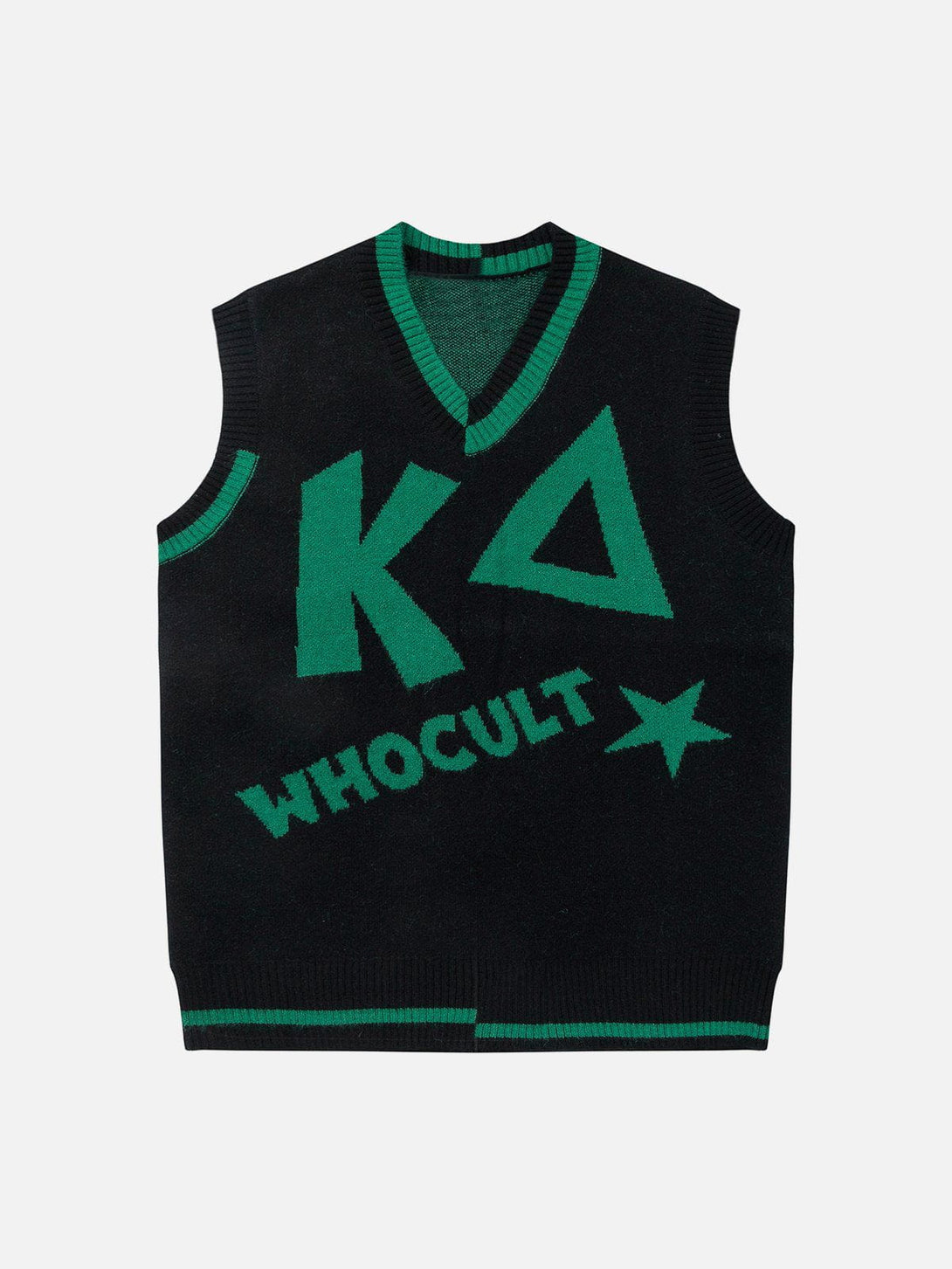 Lacezy - WHOCULT Embroidery Sweater Vest- Streetwear Fashion - lacezy.com