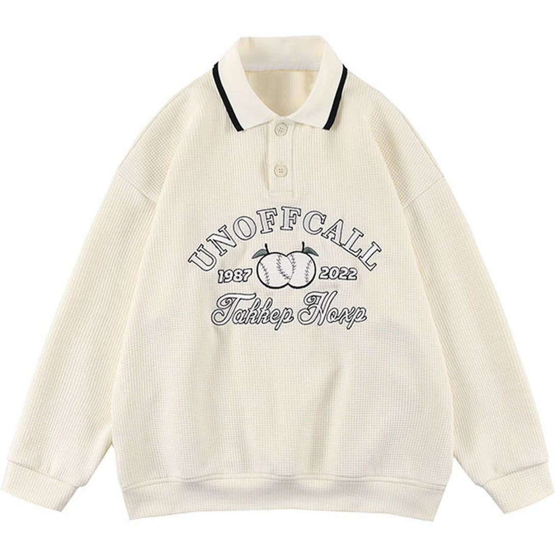 Lacezy - Waffle Embroidery Sweatshirt- Streetwear Fashion - lacezy.com