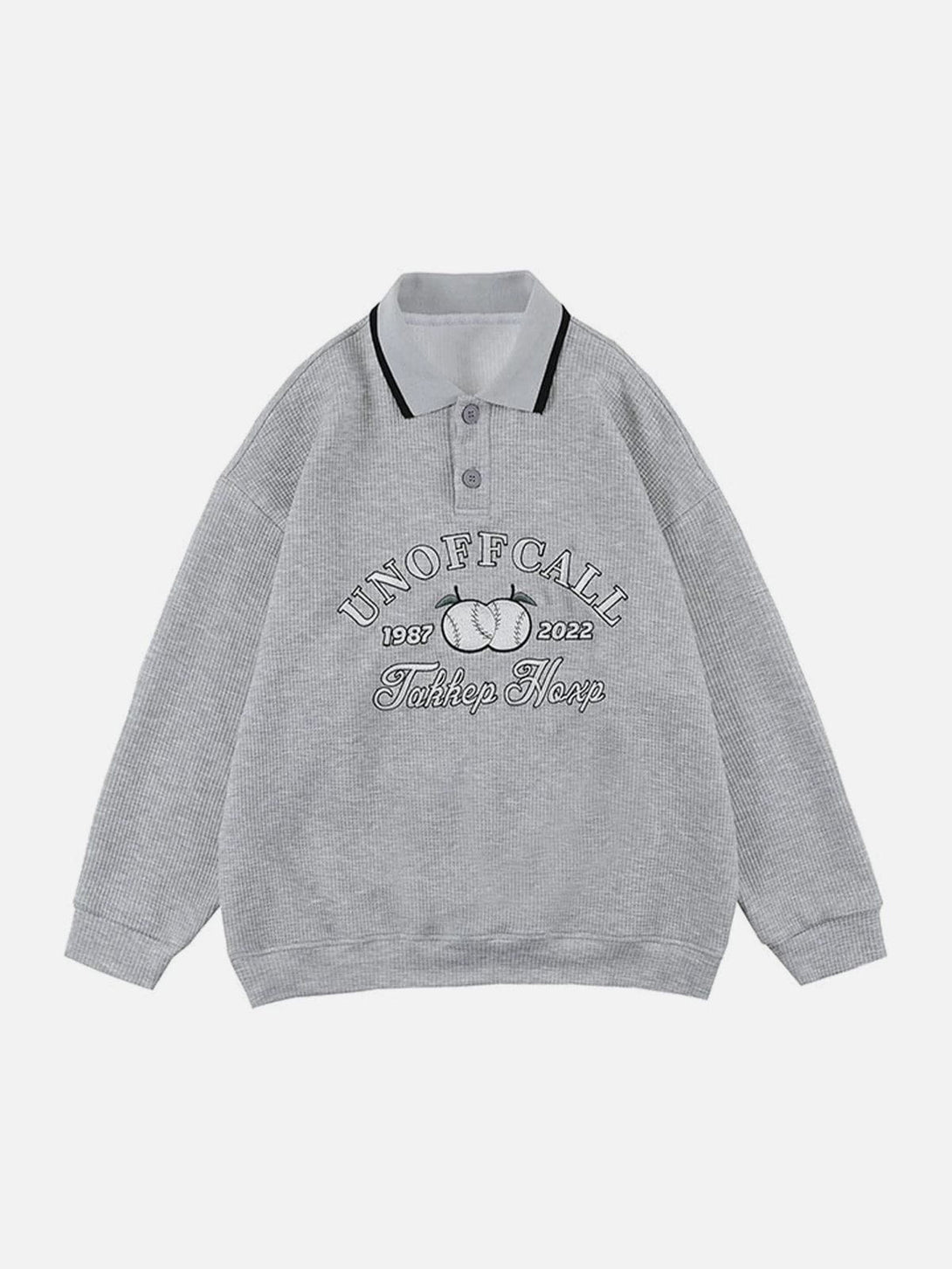 Lacezy - Waffle Embroidery Sweatshirt- Streetwear Fashion - lacezy.com