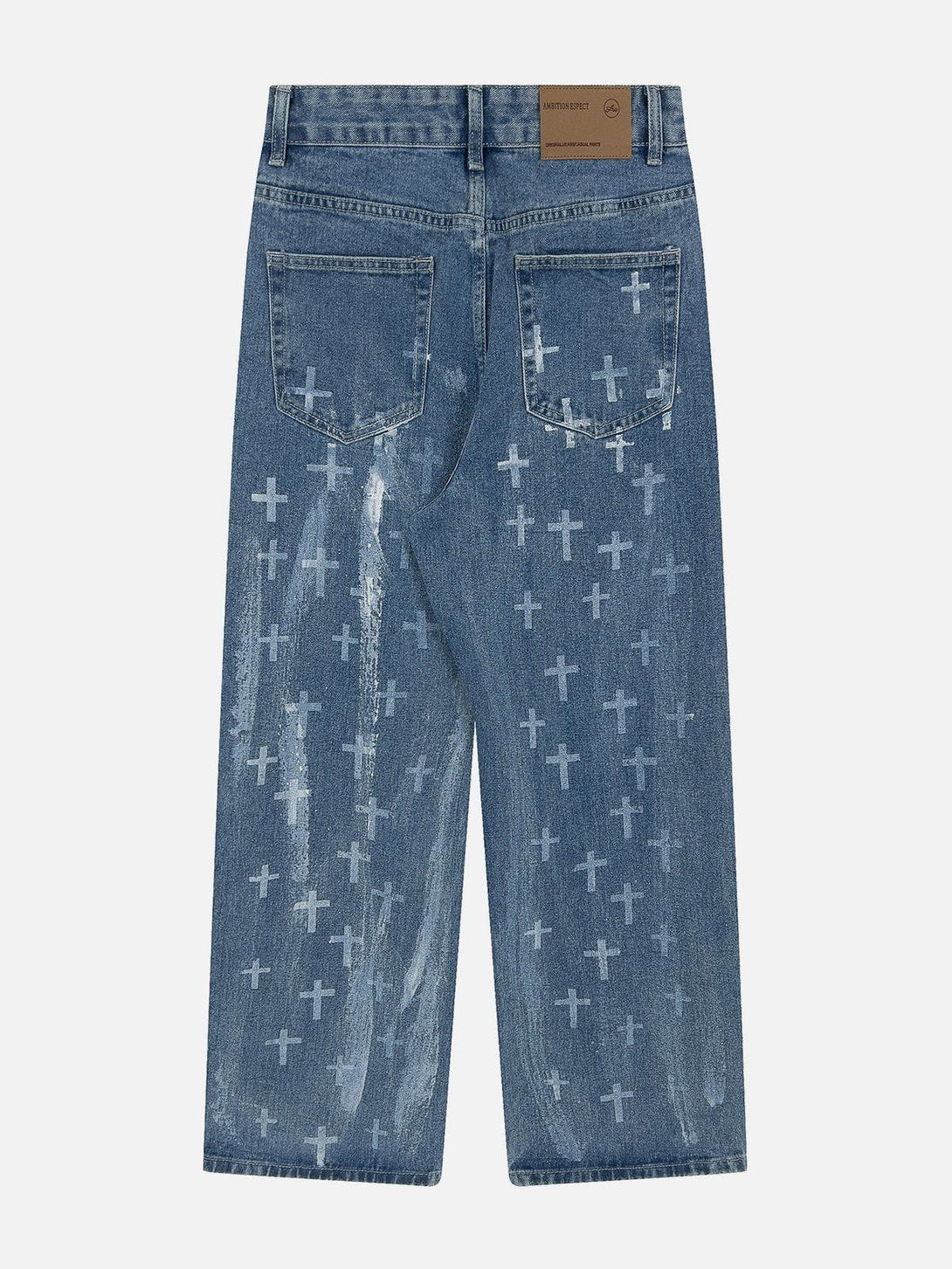 Lacezy - Washed Crosses Jeans- Streetwear Fashion - lacezy.com