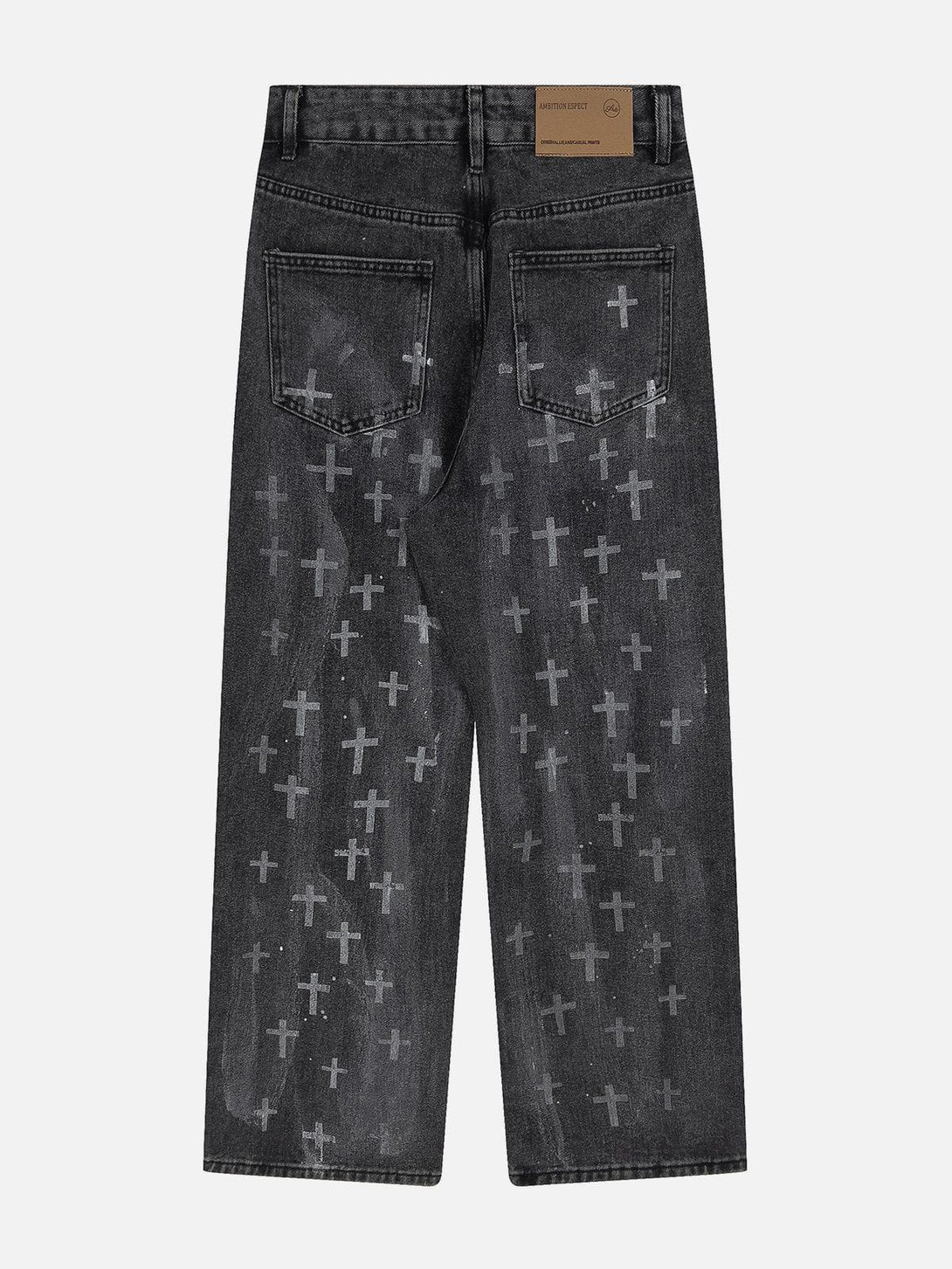 Lacezy - Washed Crosses Jeans- Streetwear Fashion - lacezy.com