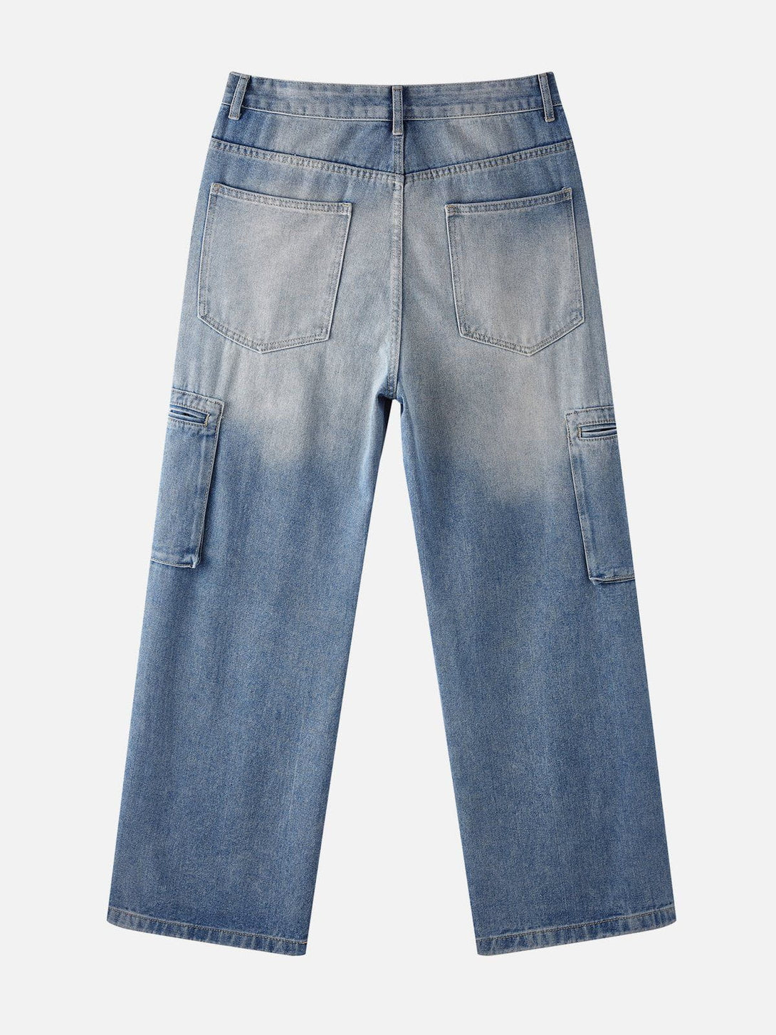 Lacezy - Washed Large Pocket Jeans- Streetwear Fashion - lacezy.com