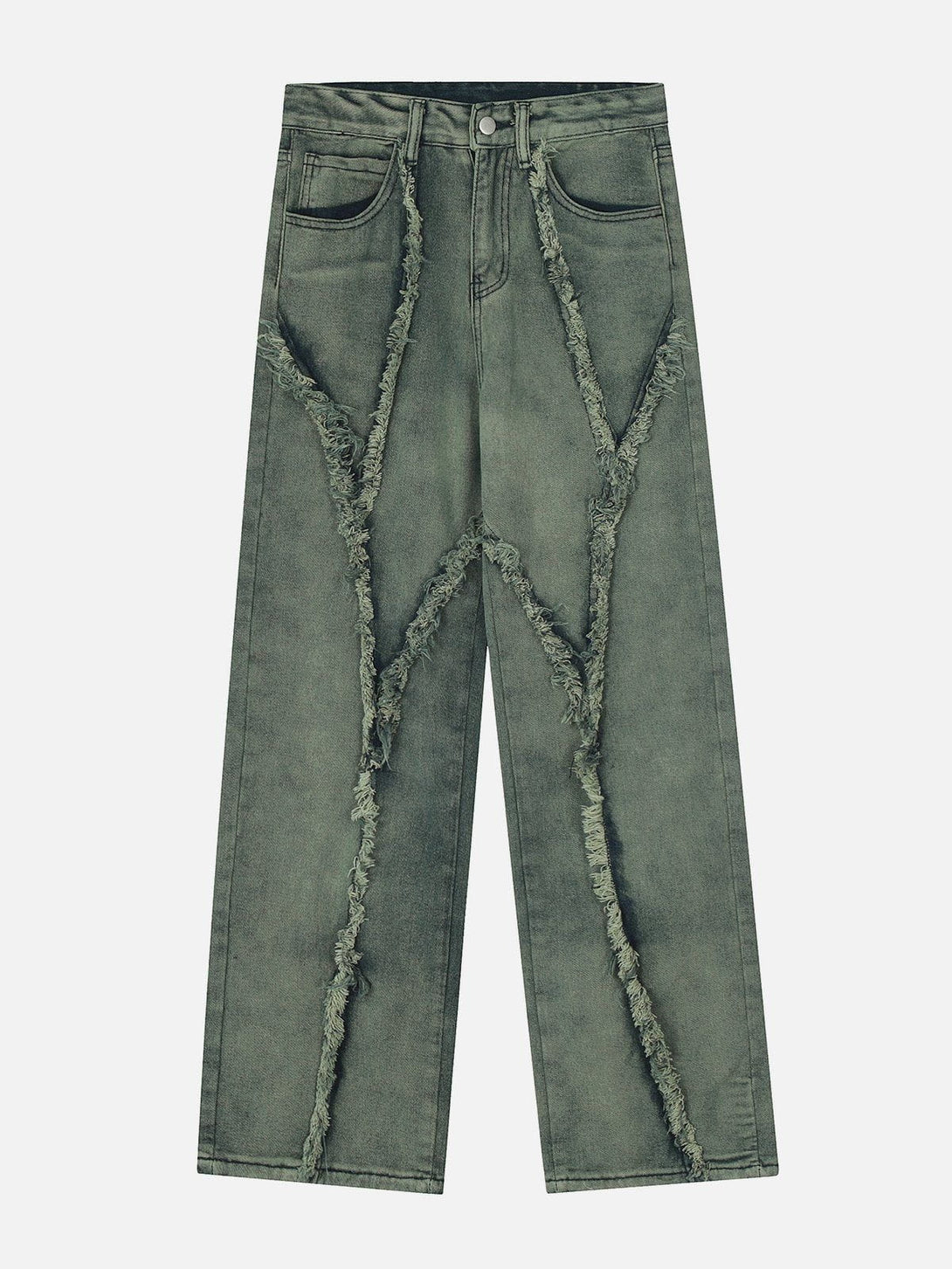 Lacezy - Washed Raw Edges Jeans- Streetwear Fashion - lacezy.com