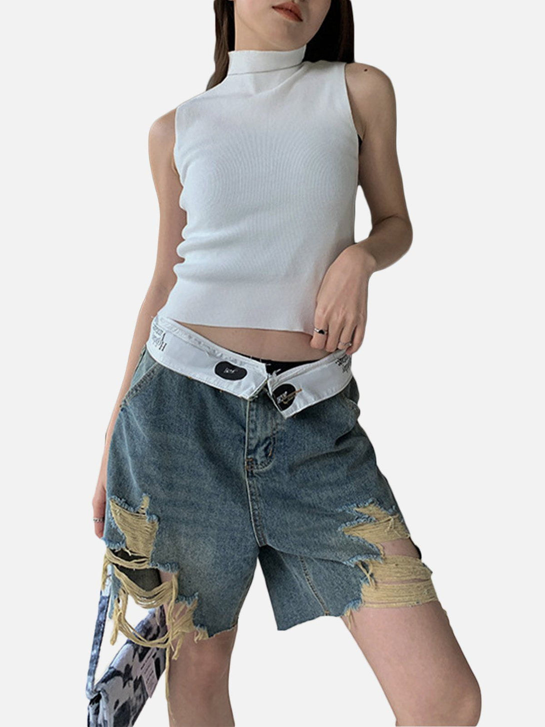 Lacezy - Washed Ripped Denim Shorts- Streetwear Fashion - lacezy.com