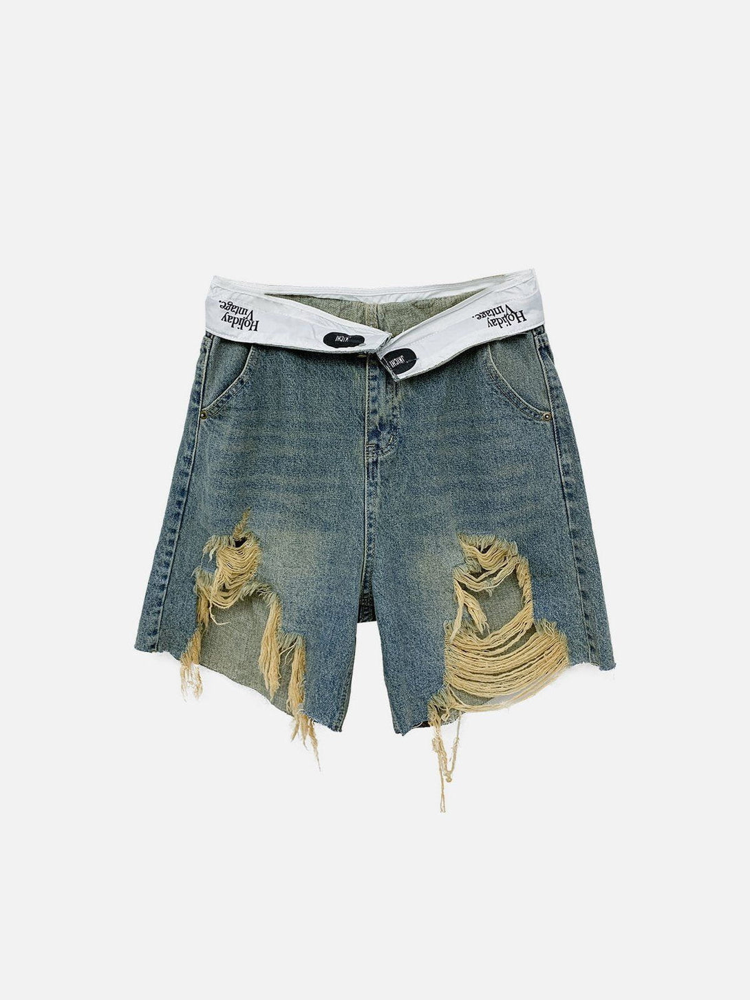 Lacezy - Washed Ripped Denim Shorts- Streetwear Fashion - lacezy.com