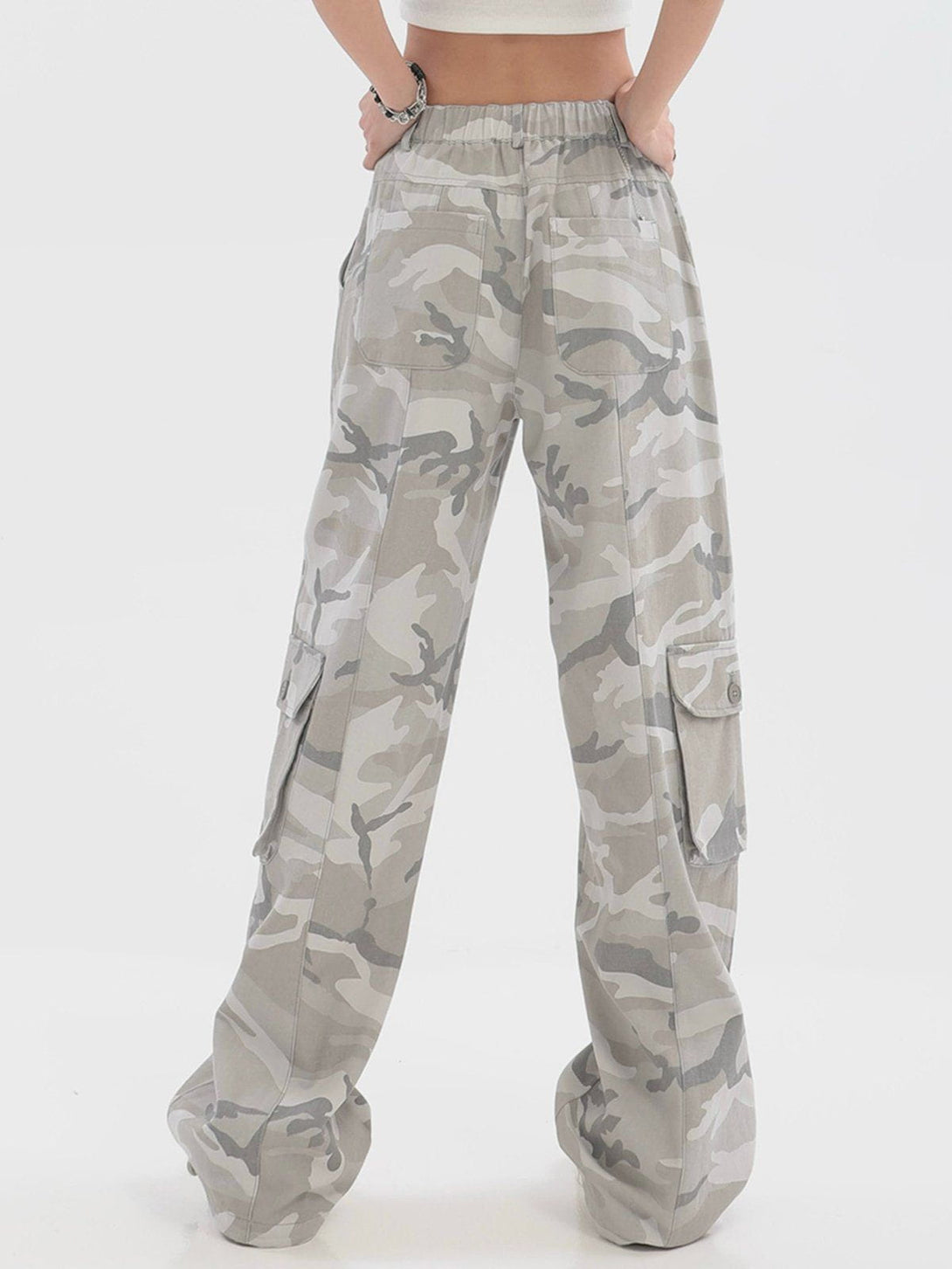 Lacezy - Wide-Leg Straight-Leg Cargo Pants- Streetwear Fashion - lacezy.com