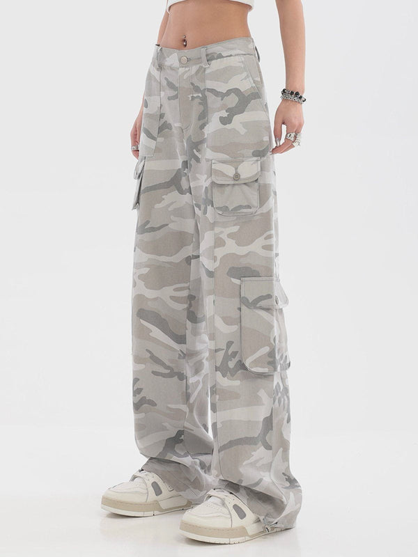 Lacezy - Wide-Leg Straight-Leg Cargo Pants- Streetwear Fashion - lacezy.com