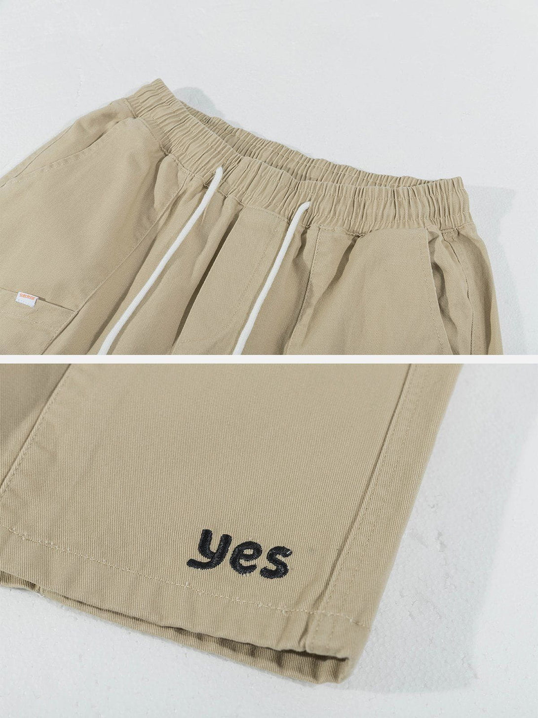 Lacezy - YES Embroidered Shorts- Streetwear Fashion - lacezy.com