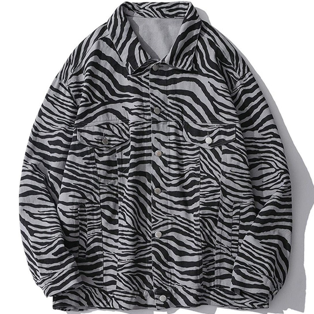 Lacezy - Zebra Pattern Jacket- Streetwear Fashion - lacezy.com