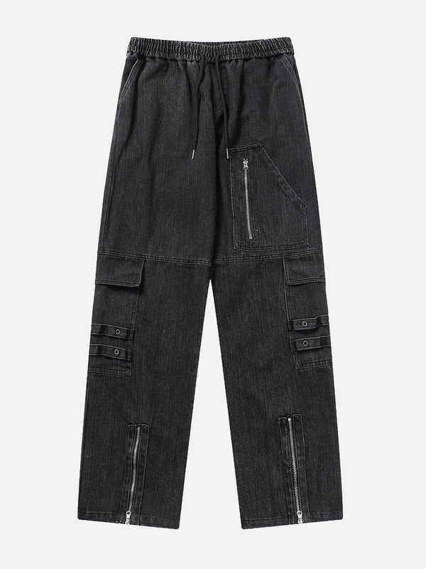 Lacezy - Zip Patchwork Jeans- Streetwear Fashion - lacezy.com