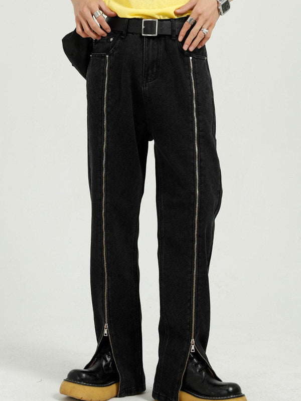 Lacezy - Zippered Straight-Leg Pants- Streetwear Fashion - lacezy.com