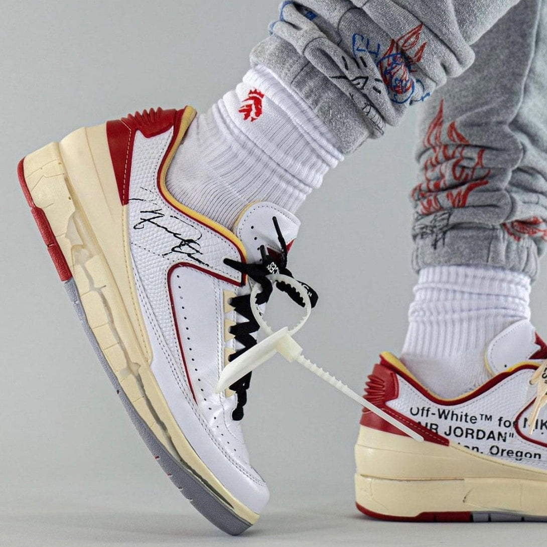 Off-White x Air Jordan 2 Retro Low SP 'White Varsity Red'- Streetwear Fashion - lacezy.com