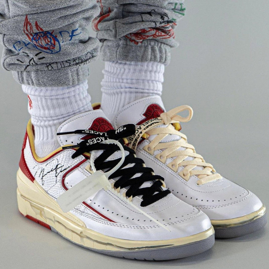 Off-White x Air Jordan 2 Retro Low SP 'White Varsity Red'- Streetwear Fashion - lacezy.com